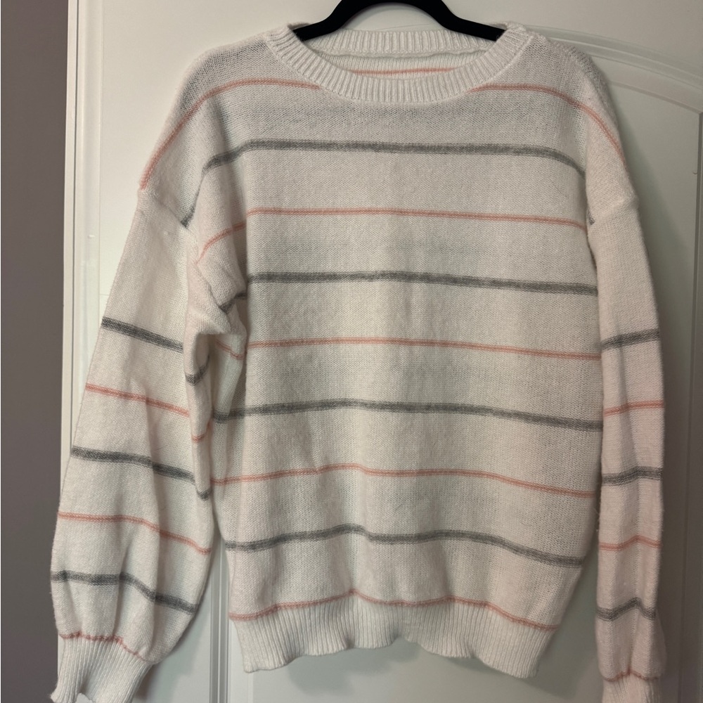 Elegant White Striped Sweater